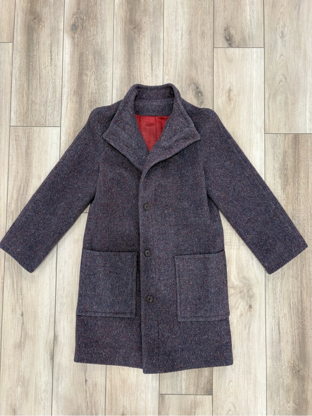 Vintage women’s Wool Blend Overcoat in Heathered Charcoal purple color